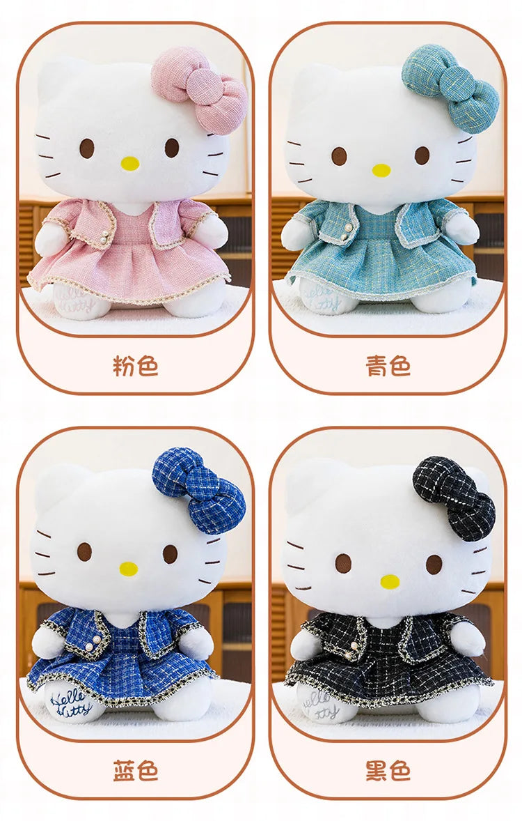 Sanrio Kawaii Hello Kitty Stuffed Doll Cute Princess Style KT Cat Plush Toy Anime Cartoon Kitten Doll for Kids Birthday Gift