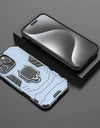 For iPhone 16 Pro Max Case For iPhone 16 Pro Max Cover Armor Silicone PC Finger Ring Stand Phone Shockproof Protector Case