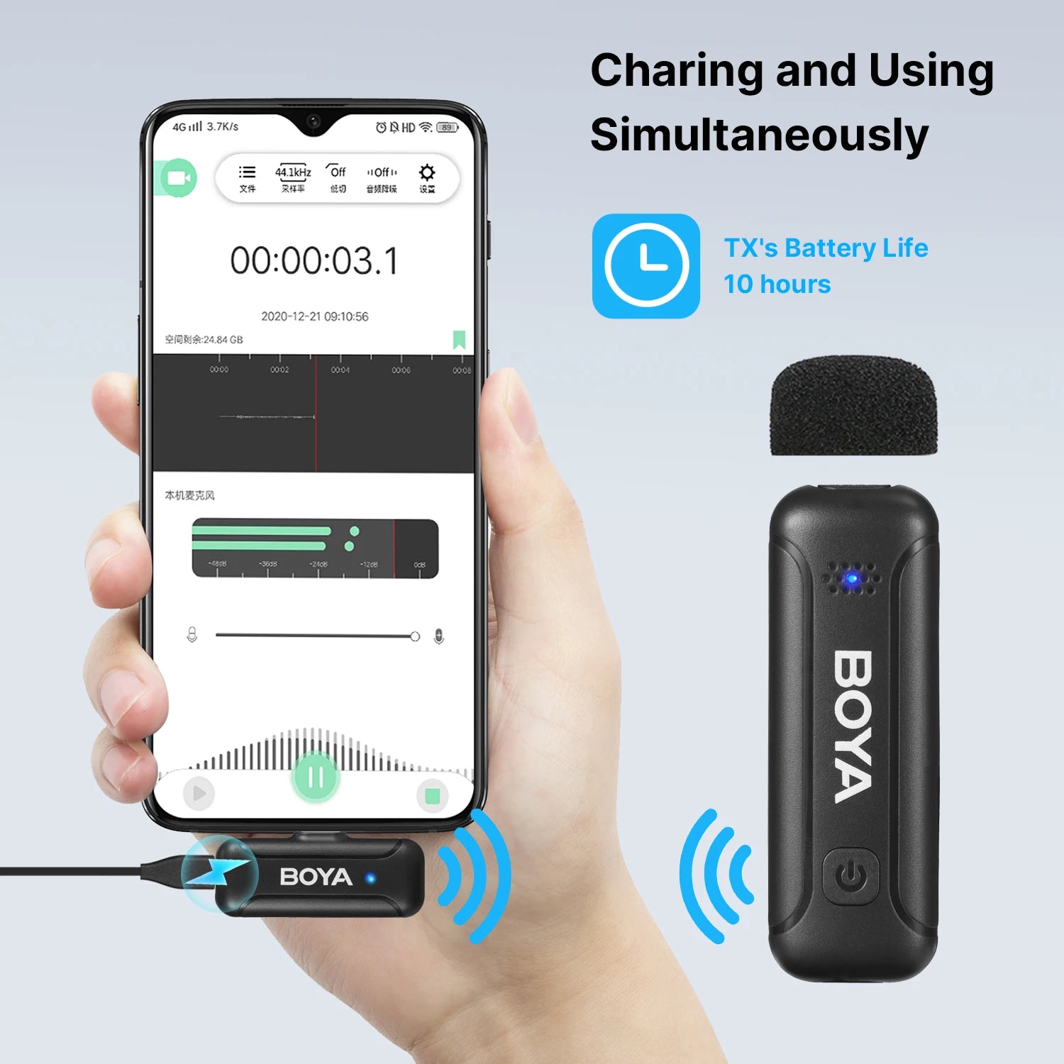 Wireless Lapel Microphone for iPhone Android Type-C Smartphone DSLR Camera PC Laptop Youtube Recording Streaming BY-WM3T2