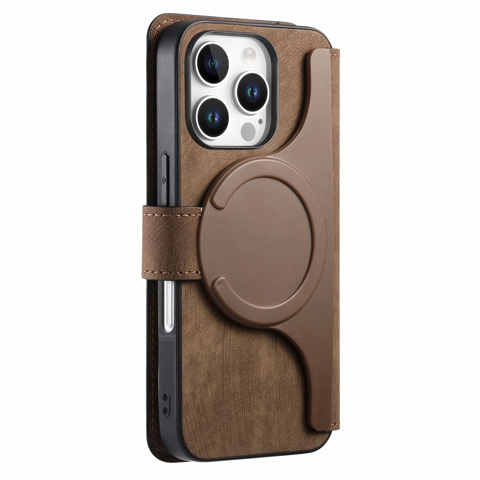 Flip Leather Wallet Case for iPhone 16 15 Pro Max 14 Plus 16E Magsafe  Detachable Card Slot Holder Cover