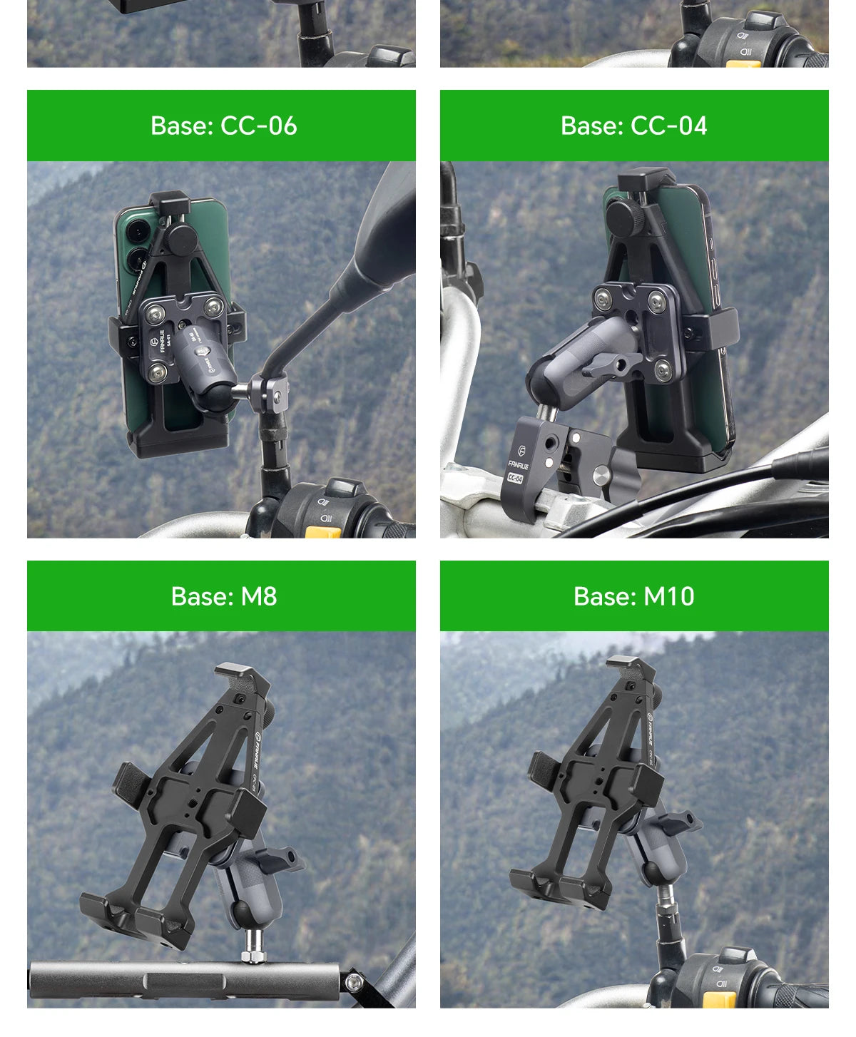 Motorcycle Phone holder 360° Rotating Adjustable Aluminum Alloy Handlebar Cell Clip for ATV/ UTV Bike Bicycle Motorbike