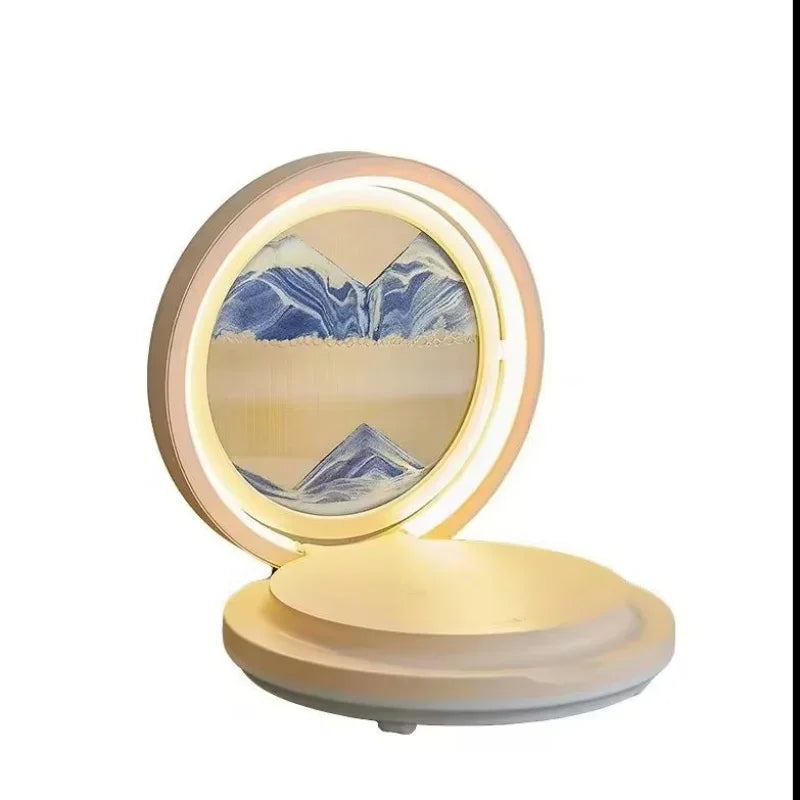 three in one folding sand painting bedside table lamp multifunctional wireles charging Bluetooth sound system music