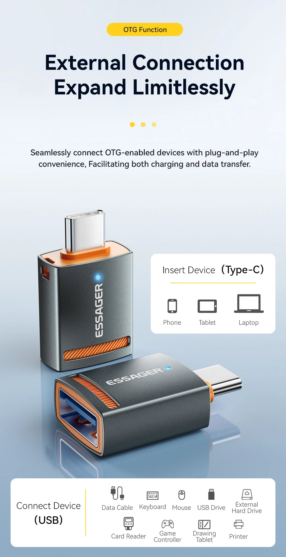 USB 3.0 OTG Adapter (Type-C / USB-A / Micro / Lightning Converter)