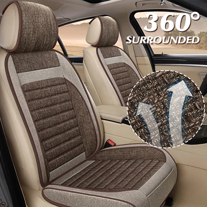 3D Linen Car Seat Covers Universal Leather Car Seat Cushion Full Surrounded Car Seat Pads Breathable Auto Chair Pads Protector