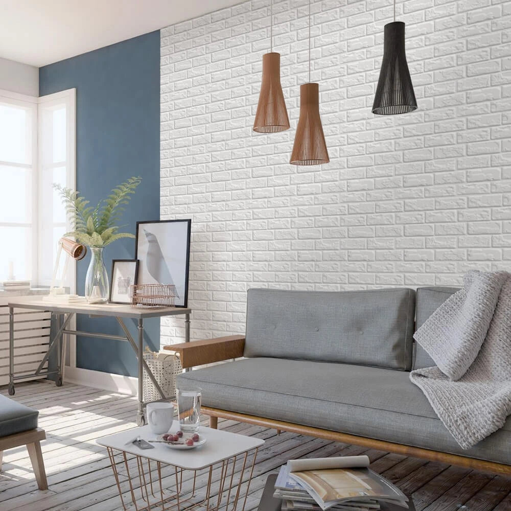 10pcs 3D Wall Sticker Self-adhesive Faux Brick Wall Panel Peel and Stick Kitchen Tile Backsplash Bathroom Wall Tile Sticker