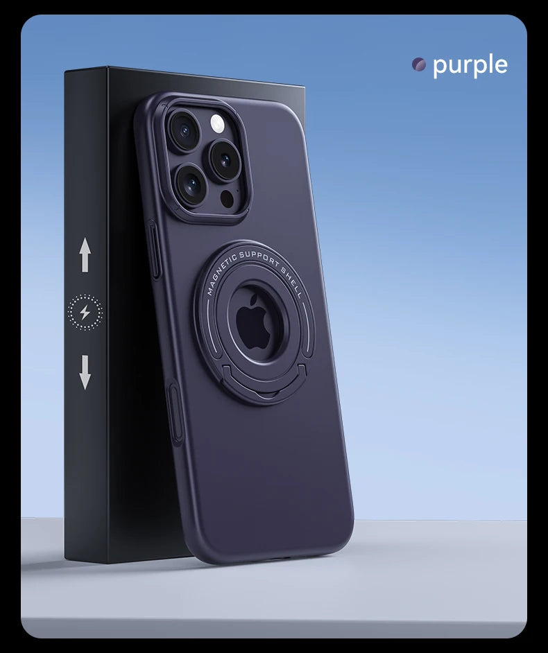 For Magsafe  Solid Color Matte Car Holder Shockproof Phone Case for iPhone 15 Pro Max 14 Pro Max Plus Back Cover