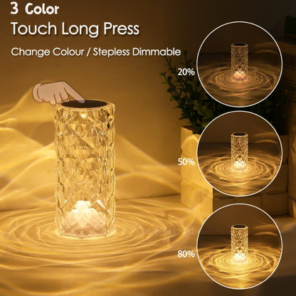 3/16 Colour LED Crystal Table Lamp Rechargeable Touch Rose Romantic Night Lamp