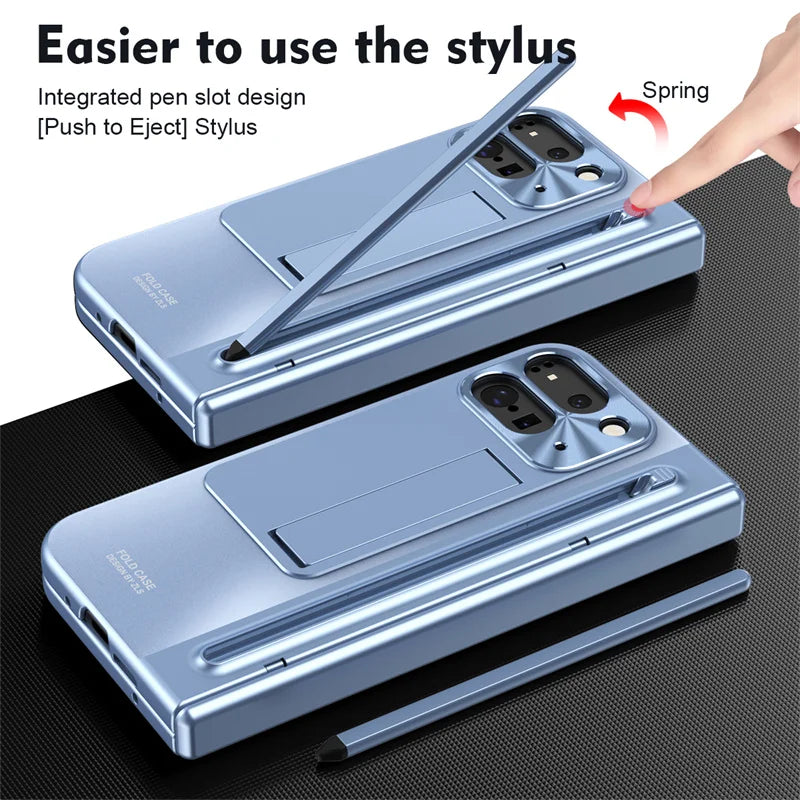 Electroplated Frosted lens Protection Tempered Glass Film Phone Case for Google Pixel 9 Pro Folding Hinge Phone Case