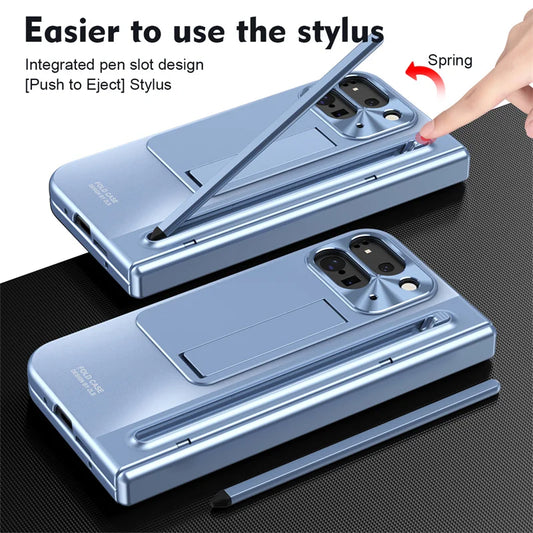 Electroplated Frosted lens Protection Tempered Glass Film Phone Case for Google Pixel 9 Pro Folding Hinge Phone Case