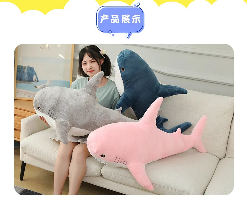 Colorful Shark Plush Stuffed Animal Soft Fish Pillow