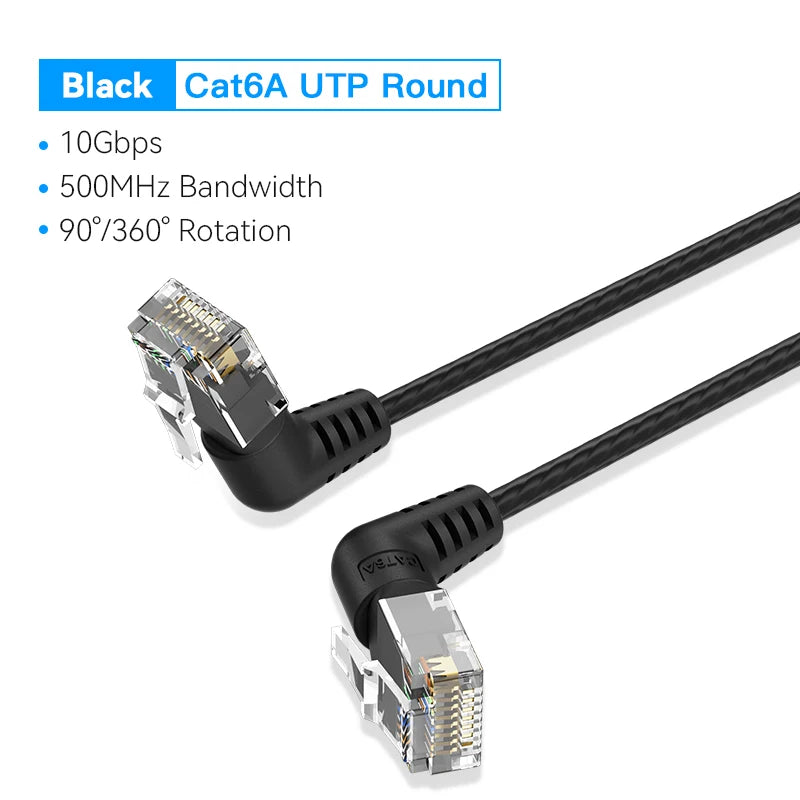CAT6A Ethernet Cable 10Gbps 90/360 Degree Rotation CAT 6A Slim Networking Internet Lan Cord for PC PS4 Router RJ45 Cable