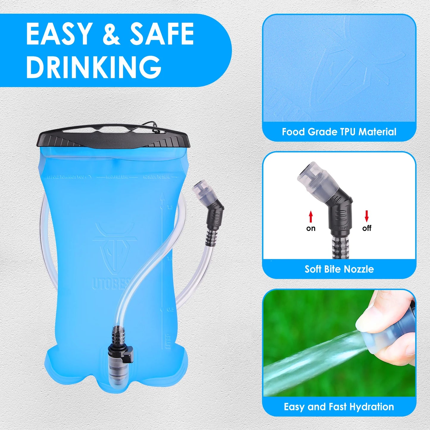 1.5L Water Bladder Hydration Reservoir Pack TPU Water Storage Bag for Cycling Running Backpack