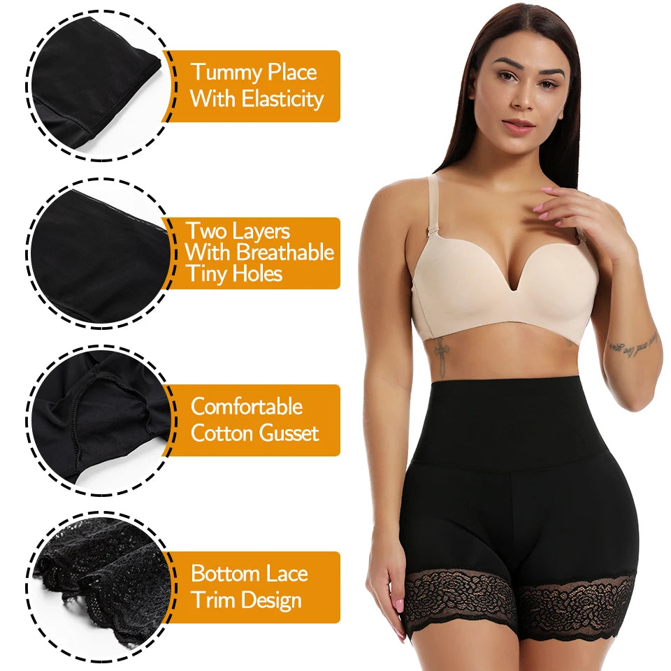 Women Body Shaper High Waist Shorts Lace Knickers Tummy Control Panties Slimming Underwear Shaping Boyshorts Shapewear