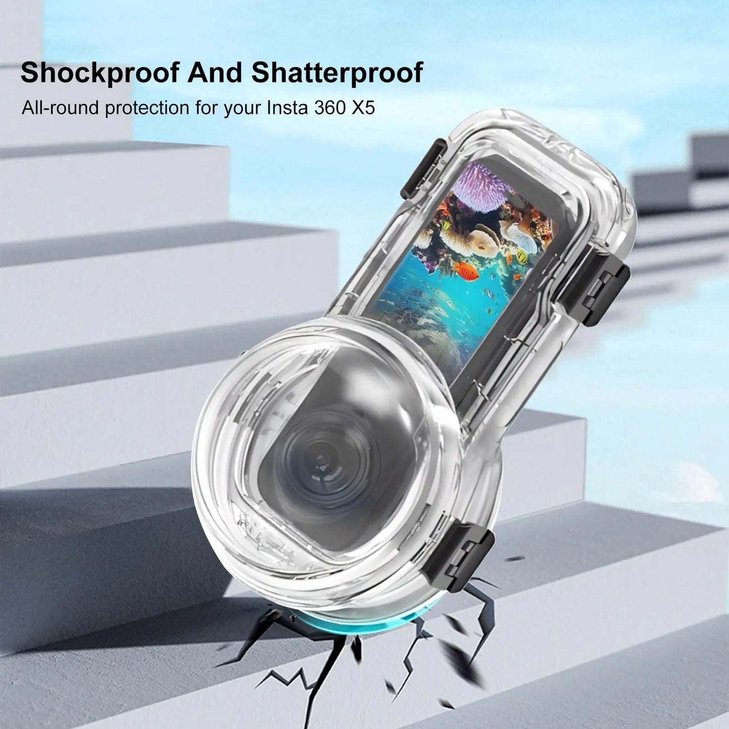 60 Metre Waterproof Diving Case for Insta360 X5 with Quick Release Compatibility