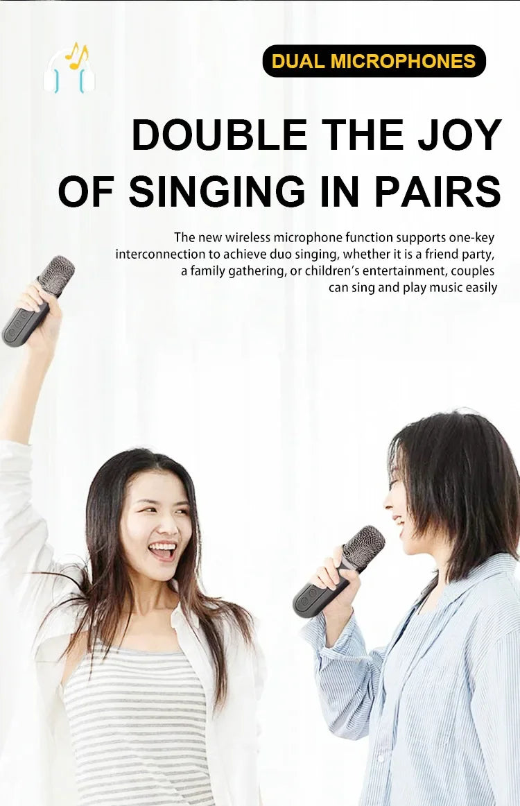 Portable Dual Microphone Karaoke Machine for Adults  Speaker Home KTV System HIFI Stereo Bluetooth Mic