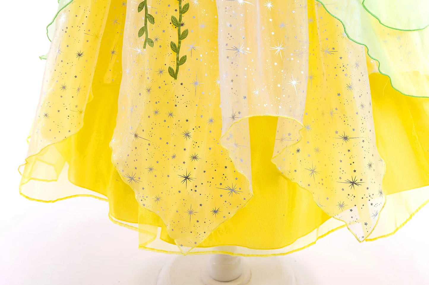 Layered Tulle Fairy Princess Dress Green Yellow Sling Party Costume