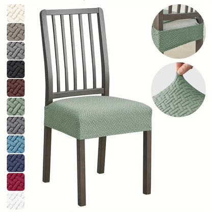 1PC Stretch Dining Chair Seat Cover Jacquard Solid Color Chairs Covers Removable Anti-Dust Chair Cushion Slipcovers Hotel Home