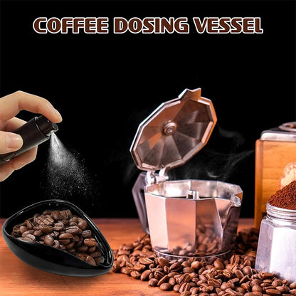 Coffee Bean Dosing Cup and Spoon Set, Ceramic Dosing Vessel Measuring Tray Kit for Coffee or Tea, Espresso Accessories