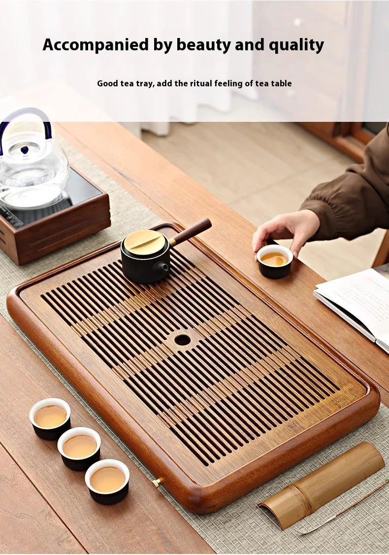 Tea Tray Home Small Solid Wood Pear Wood Dry Soaking Platform Water Storage Tea Set Tea Tray Wooden Tray
