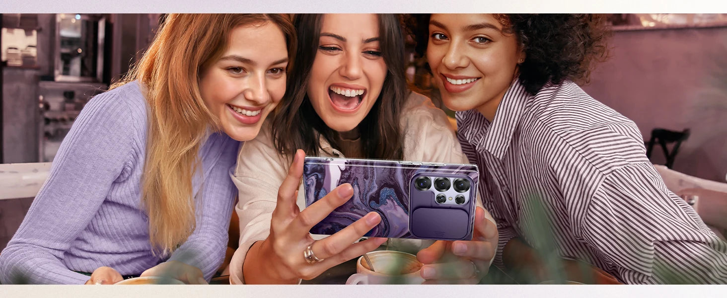 for Samsung Galaxy S25 Ultra Case with Slide Camera Cover Screen Protector Shockproof Drop Protection Marble Phone Cover