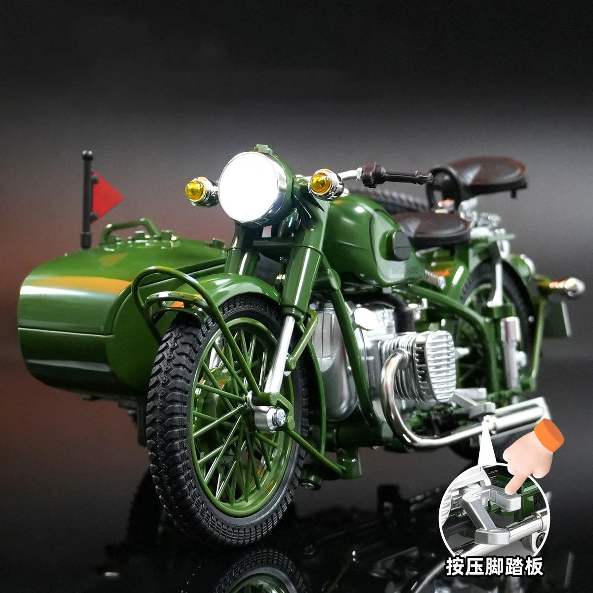 1:10 Tricycle Motorcycle Alloy Die Cast Motorcycle Model Toy Vehicle Collection Sound and Light Off Road Autocycle Toys Car