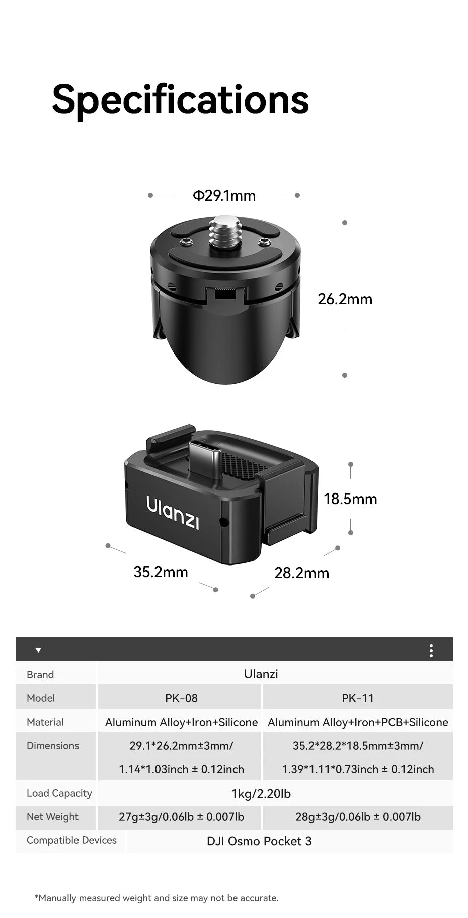 Pocket 3 Mini Tripod Kit Built for DJI Osmo Pocket 3 for Travel Vlog Video Recording