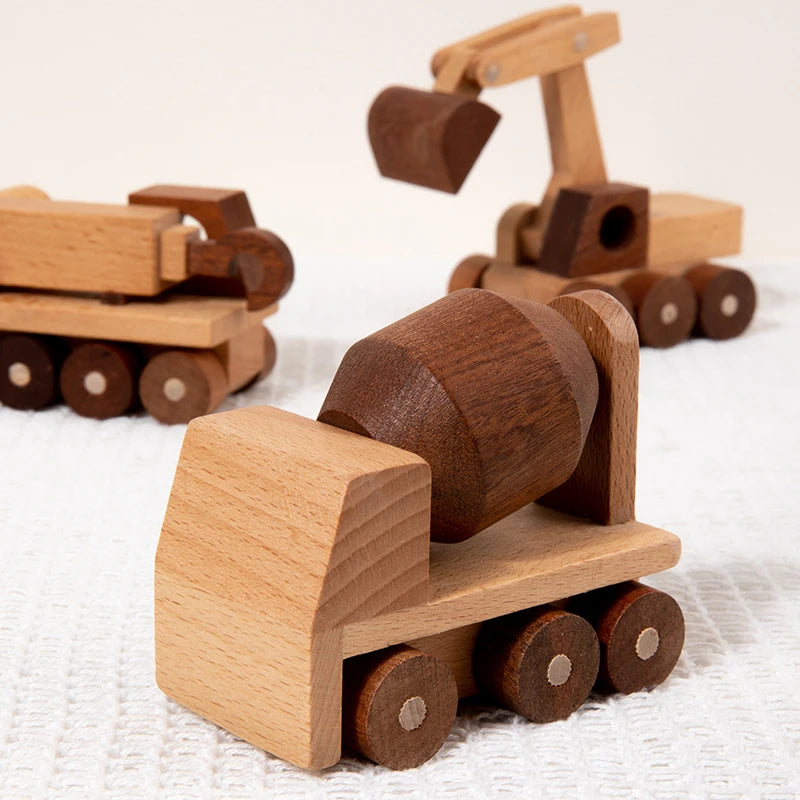 Wooden Cartoon Vehicle Toy Set
