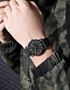 Men Business Leather Calendar Watch Men's Fake Three Eye Luminous Quartz