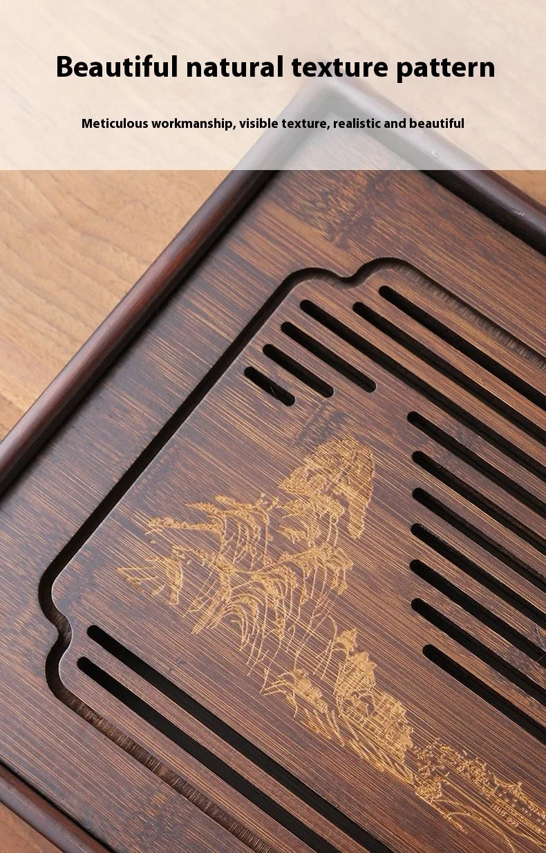 Jiangshan Tea Tray Household Small Drain Tea Table Bamboo Tea Tray Kung Fu Tea Set Accessories Tea Sea Dry Brewing Table