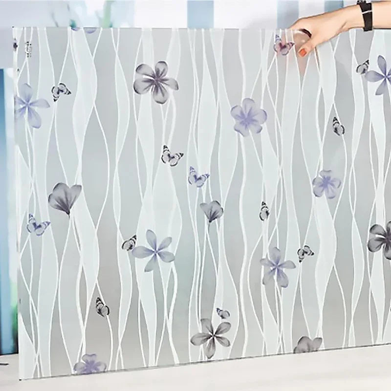 Frosted Window Film Privacy Opaque Window Stickers Self Adhesive Glass Vinyl Film for Kitchen Bathroom Office Matte Glass Stain