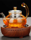 Heat Resistant Clear Glass Tea Pot with Infuser 300ml 600ml Color Warped Handle Glass Teapot Flower Puer Tea Infuser Pot Tea Set