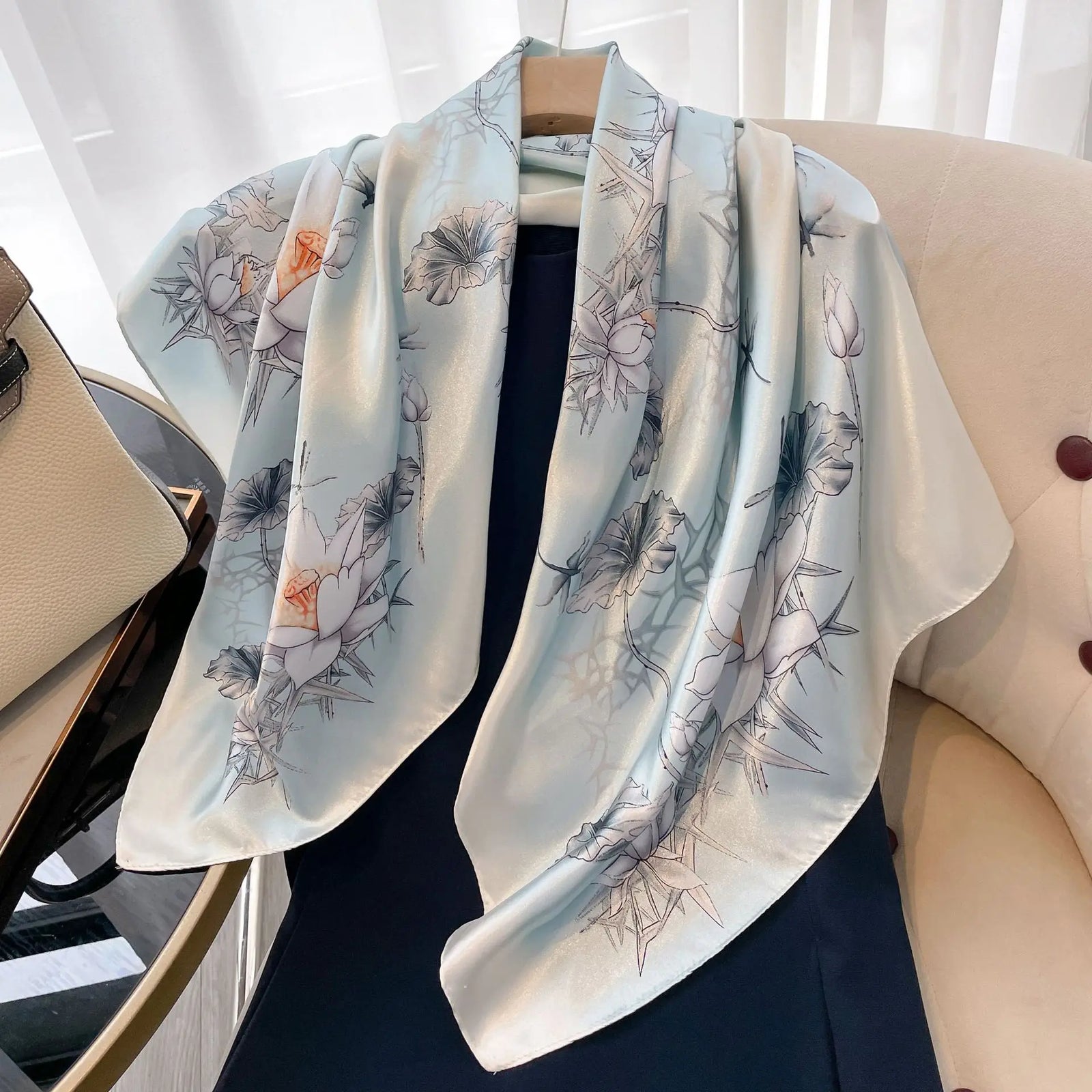 Square Women Scarves Silk Office Ladies Hair Neck Bandanna Headband Foulard Headcloth Muslim Headscarf Female muffler