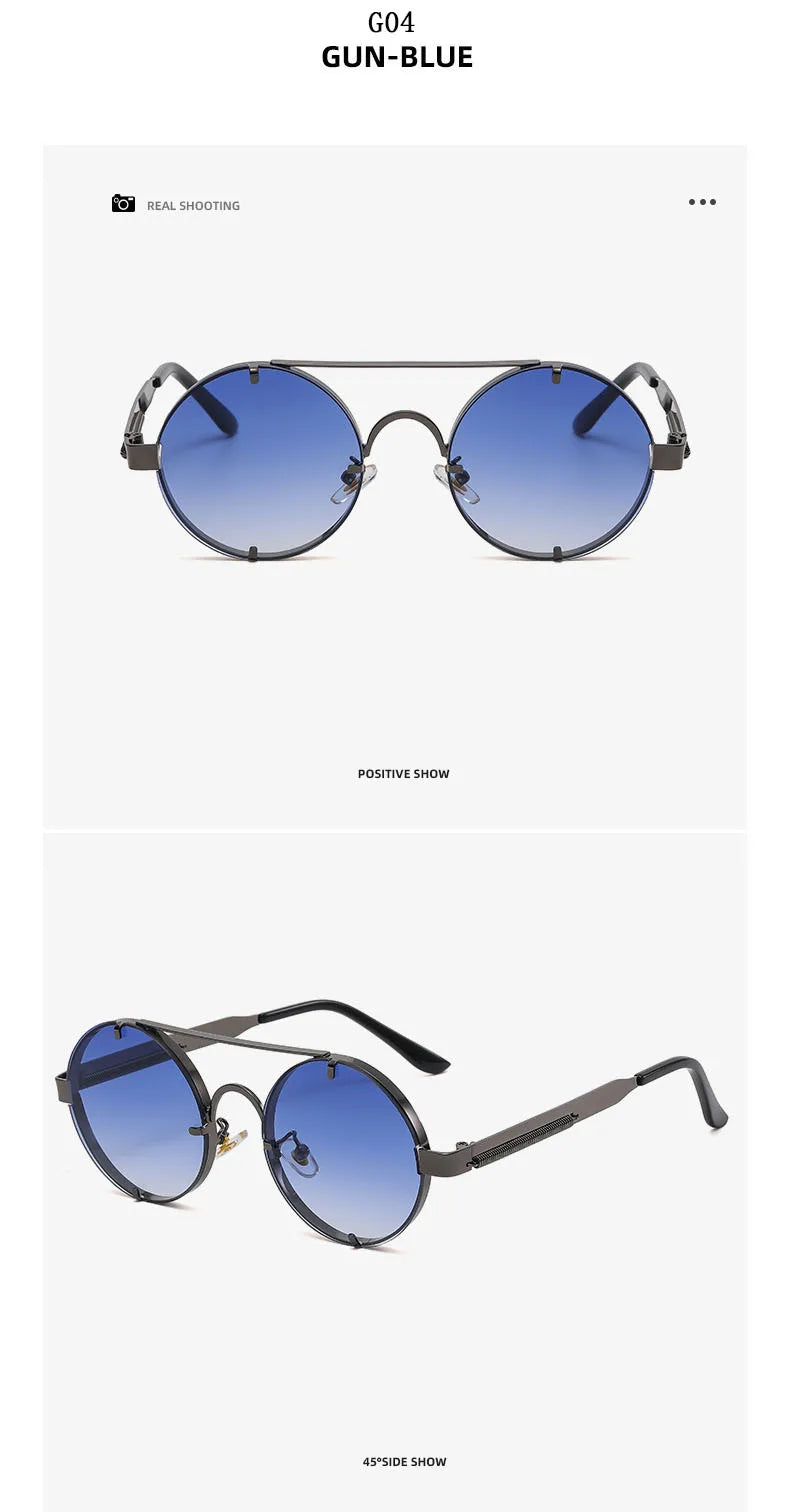 Round Steampunk Sunglasses With UV400 Protection