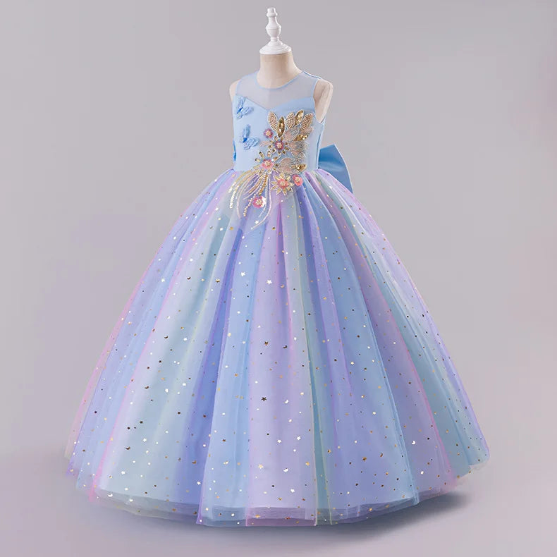 Princess Dress for Girls - Elegant Fluffy Tulle Ball Gown Birthday Party Dress School Performance Costume