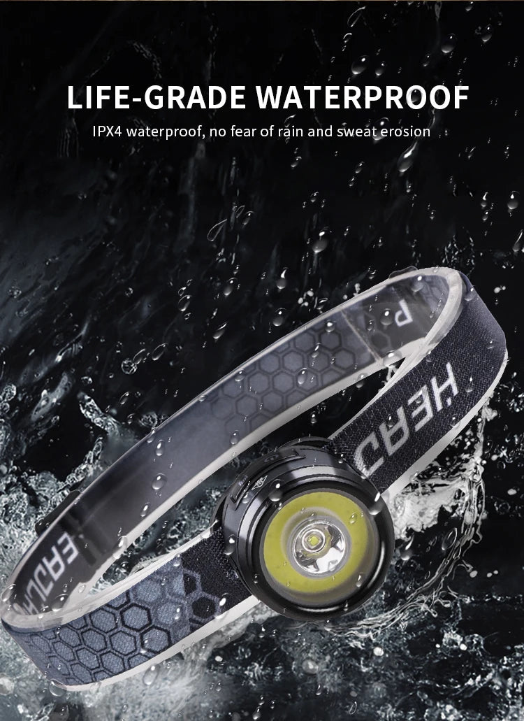 XPG + COB Multifunction Headlamp Rechargeable Magnetic Clip Light Camping Work Torch with Red Light