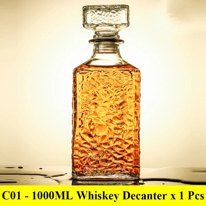 3 styles barware wine glass bottle 1000ml lead-free glass whiskey decanters for Liquor Scotch Bourbon
