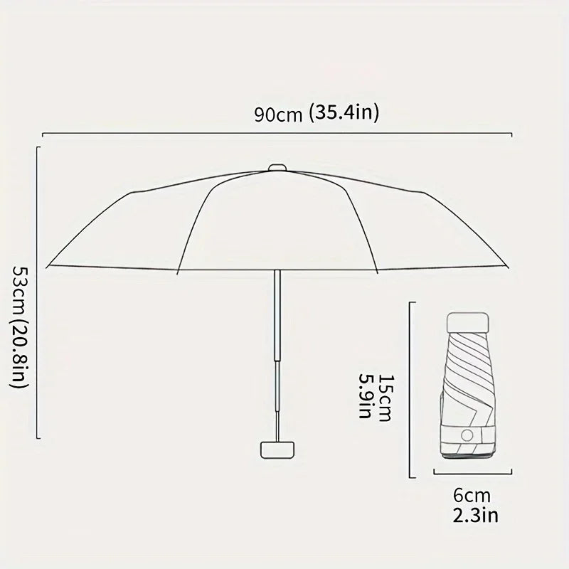 Mini Folding Umbrella Lightweight Portable Travel Sun Rain Protection Compact Umbrella