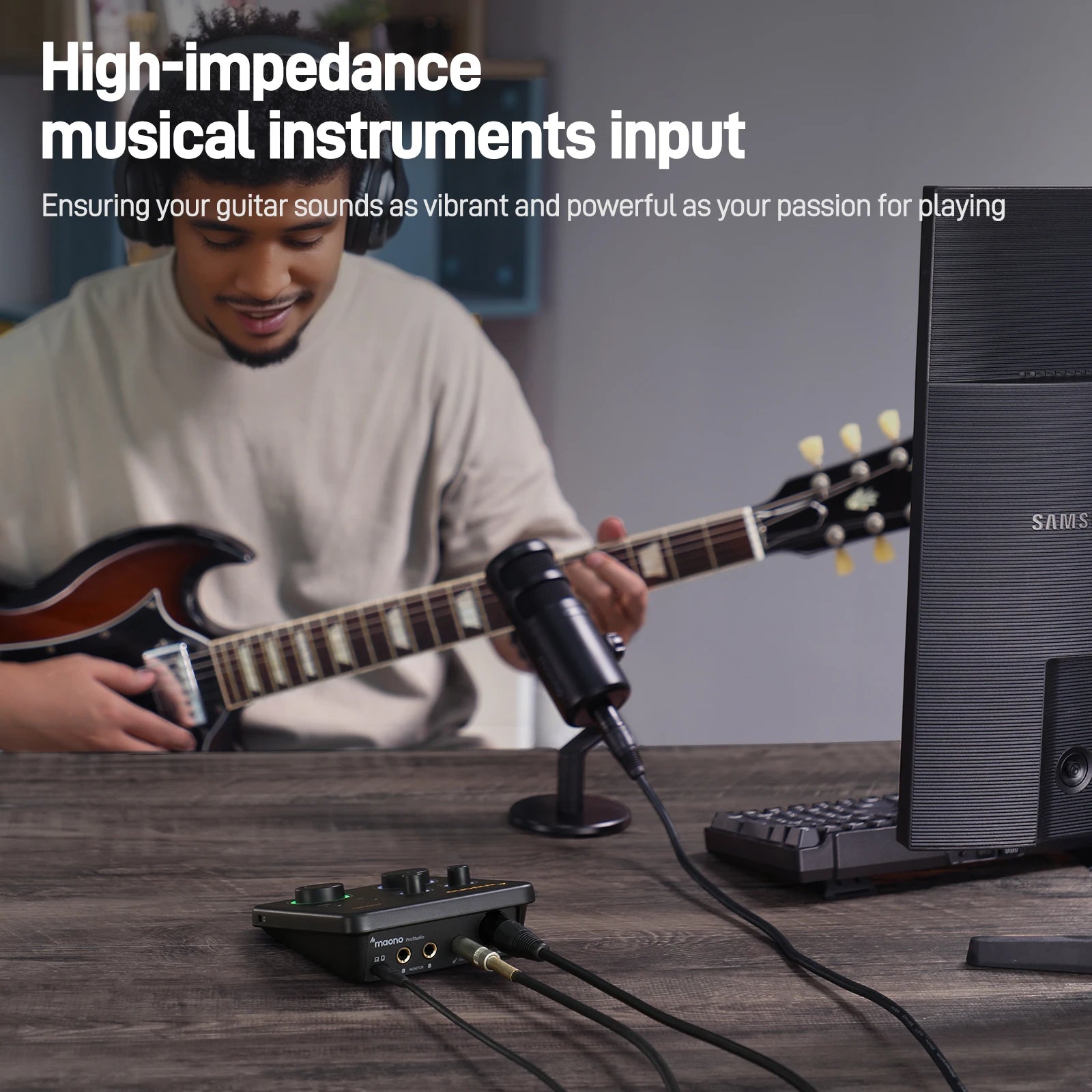 USB Audio Interface for PC,XLR Input 24-bit/192kHz Routing Software LOOPBACK ASIO for Recording Music,Guitar,DAW PS22 Lite