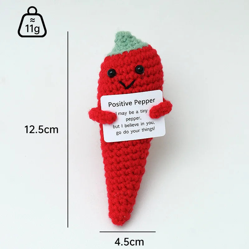 3 Pcs Positive Crochet Hedgehog Doll with Affirmation Card Home Room Decoration Funny Handmade Plush Doll Ornaments Christmas Gifts