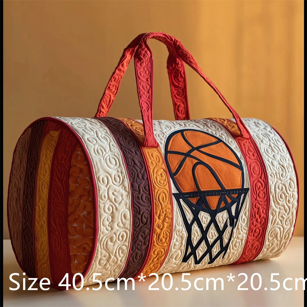 Basketball 3D Printed Quilted Duffel Bag Large Capacity Sport Travel Gym Bag Weekender Overnight Bag for Unisex Basketball Fans