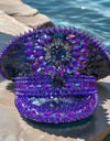 Violet Steampunk Captain Hat Rhinestone for Burning Man Festival Woman, Rave Festivals Accessories ＆ Party Caps for Man