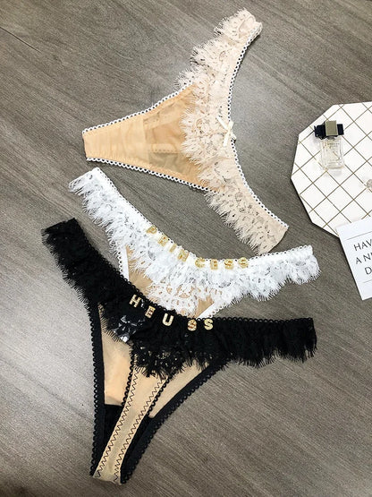 Custom Thong Name Crystal Letters woman Lace G-String Underwear Personalized Panties Customized Name Underpants Briefs