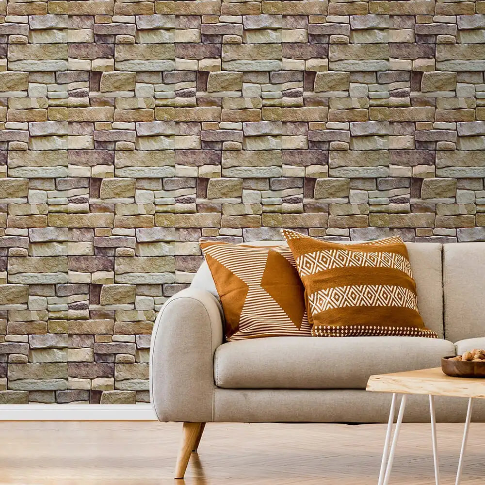 10pcs 3D Tile Sticker Self-adhesive Faux Stone Wall Panel Peel and Stick Kitchen Tile Backsplash Bathroom Wall Tile Sticker