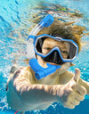Kids Snorkel Mask 3 Windows Panoramic Wide View HD Three-Lens Adjustable Scuba Snorkeling Swimming Diving For Kids and Youth