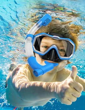 Kids Snorkel Mask 3 Windows Panoramic Wide View HD Three-Lens Adjustable Scuba Snorkeling Swimming Diving For Kids and Youth