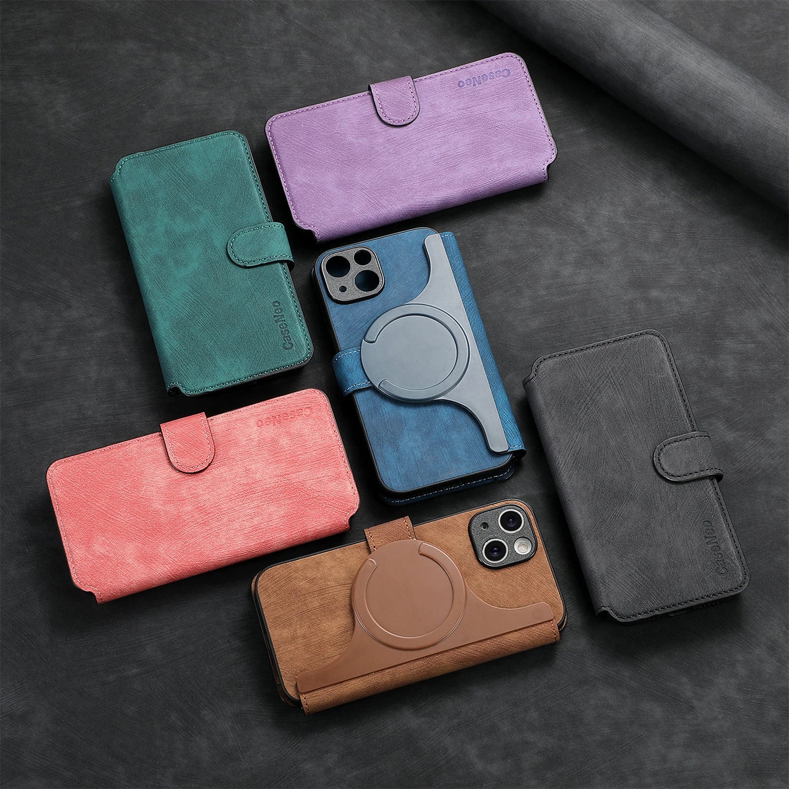 Flip Leather Wallet Case for iPhone 16 15 Pro Max 14 Plus 16E Magsafe  Detachable Card Slot Holder Cover
