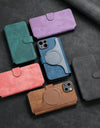 Flip Leather Wallet Case for iPhone 16 15 Pro Max 14 Plus 16E Magsafe Magnetic Detachable Card Slot Holder Cover