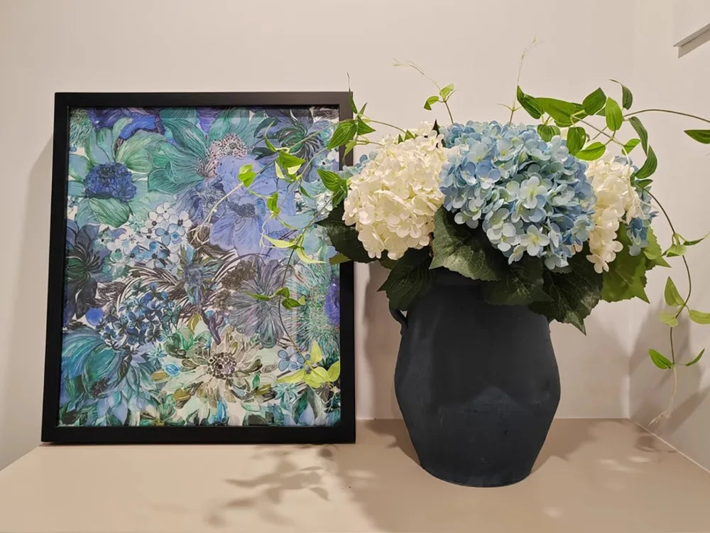 80S Like Liberty Fabric blue Marina seaflower Cotton Long-staple  Designer High-density Women's dress Children's Clothing  cloth