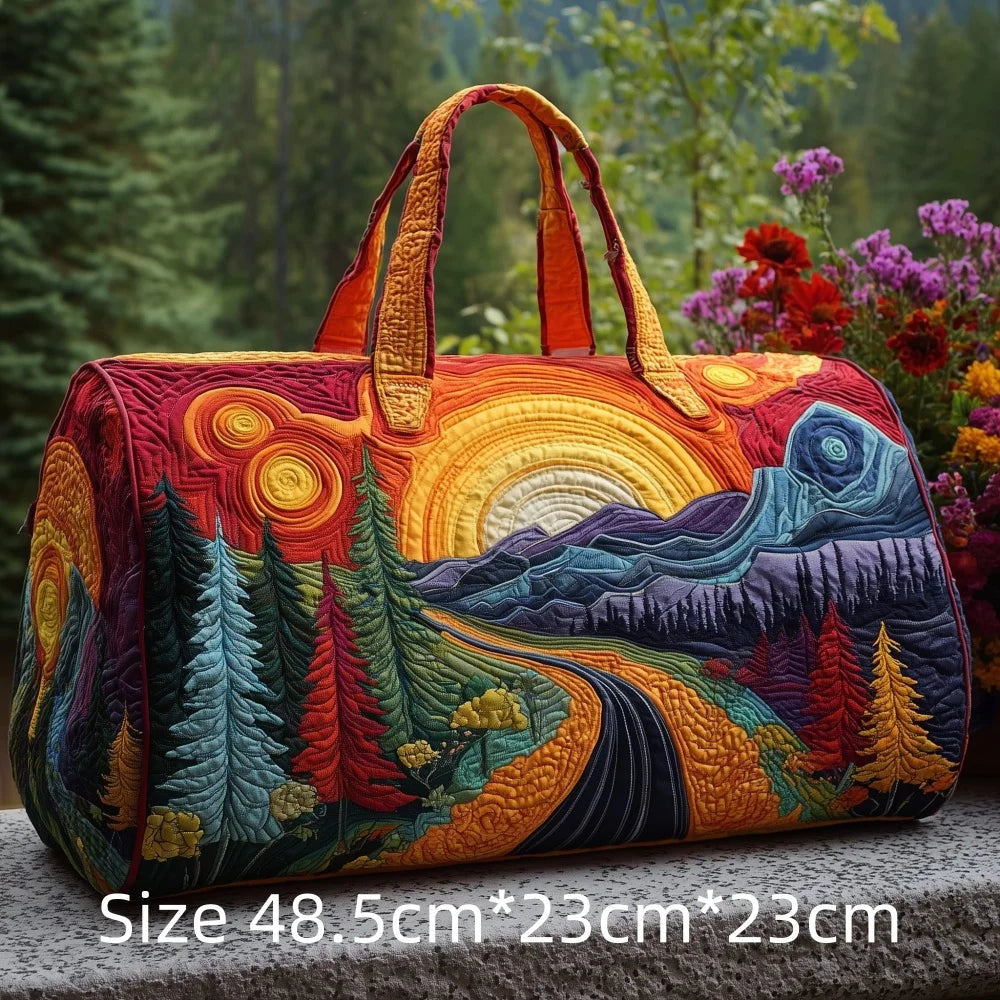 Hot Sale 3D Quilted Bag for Women Colorful Landscape Print Travel Sunrise Desert Mountain Cactus Printed Overnight Trip Bags