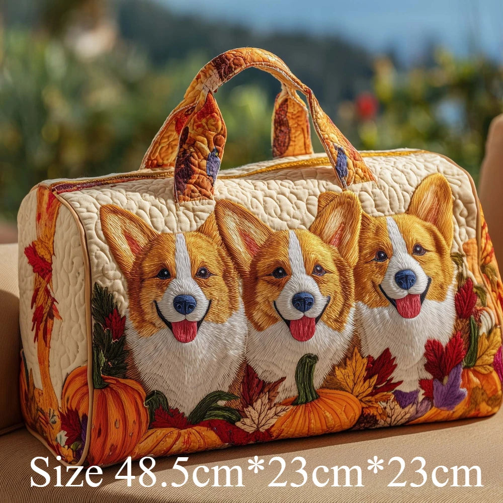 3D Print Quilted Dog Travel Bags Artistic Pet Dog Lovers Durable Weekend Gym Yoga Unique Dachshund Corgi French Bulldog Design
